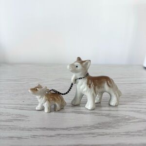 Vintage Mother and puppy dog porcelain figurine set AS IS